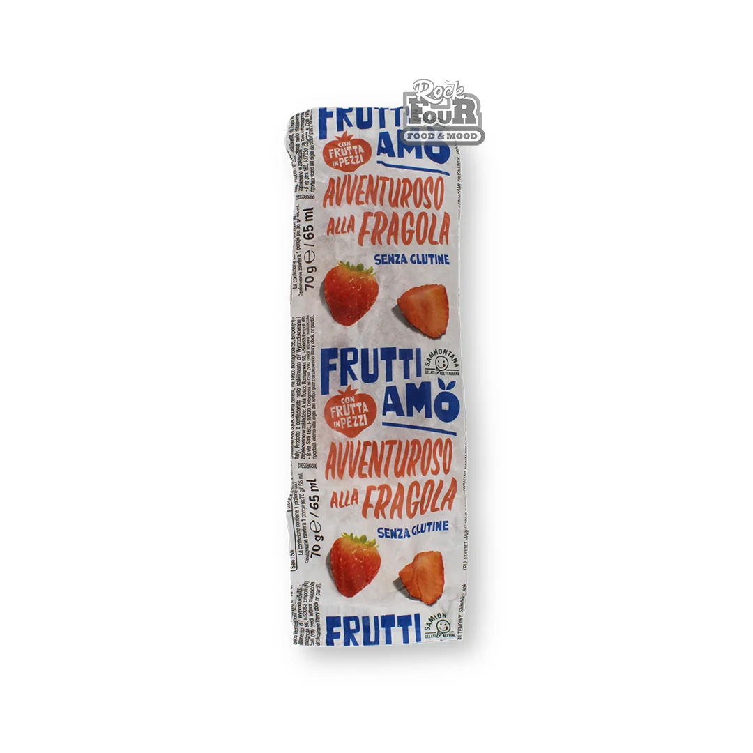Ice cream "Sammontana Fruttiamo Avventuroso Alla Fragola" apple flavor, semi-sweet with strawberry pieces 70g